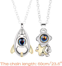 Load image into Gallery viewer, 2 PCS Spaceman Couple Necklace 100 Languages &quot;I Love You &quot;