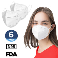 Load image into Gallery viewer, N95 Respirator Mask Reusable, (FDA Registered) Face Mask for at least 95% filtration efficiency against non-oil-based particles and aerosols (6-Pack) - Canopus 