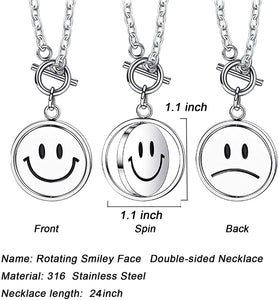 Stainless Steel Round Flip Smile Pendant