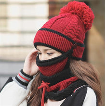 Load image into Gallery viewer, Women Winter Scarf Set(mask+hat+scarf)