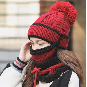 Women Winter Scarf Set(mask+hat+scarf)