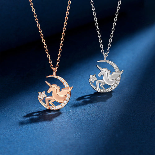 Star And Moon Unicorn Necklace