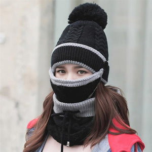 Women Winter Scarf Set(mask+hat+scarf)