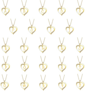 Personalized 26 Letter Female Heart Pendant Necklace