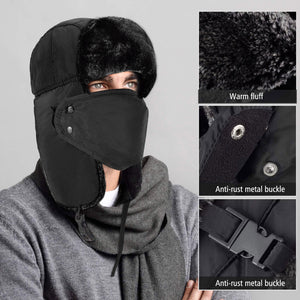 Unisex Cold-Proof Thickened Plush Hat with Windproof Facemask