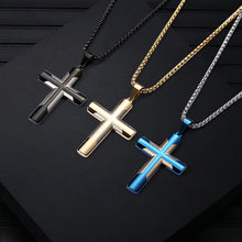 Load image into Gallery viewer, Men&#39;s Simple Stainless Steel Double Color Cross Necklace