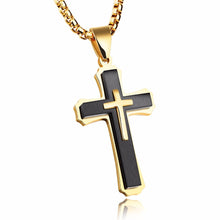 Load image into Gallery viewer, Stainless Steel Three-Layer 22 Inches Cross Necklace