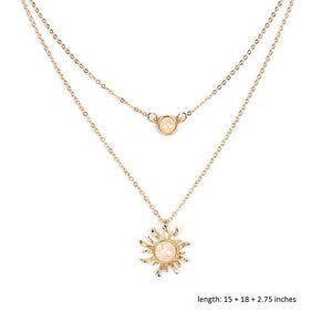 Moon and Sun Layered Necklace Gift for Women