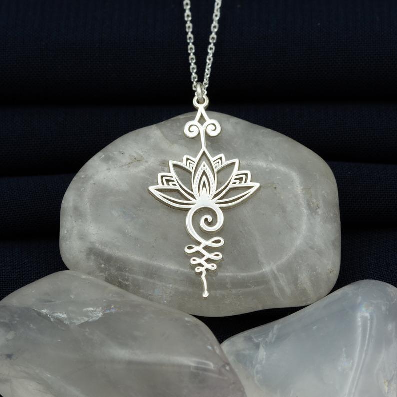 Stainless Steel Unalome Lotus Necklace