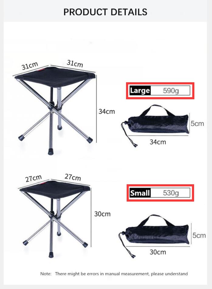 Outdoor Portable Telescopic Stool Stainless Steel Folding Chair