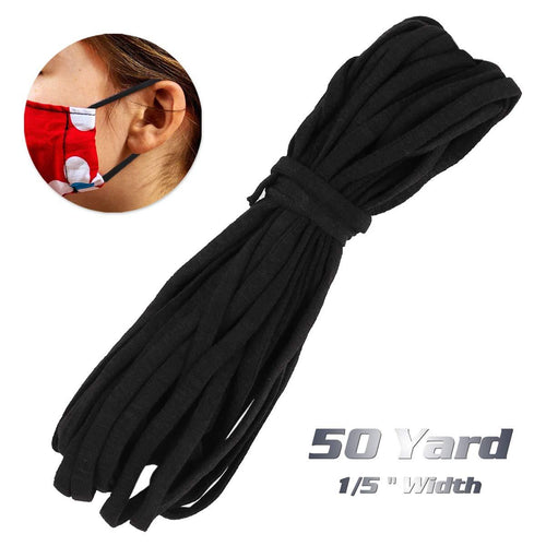 (50 yards) 5mm Black Flat Elastic Mask Strap String