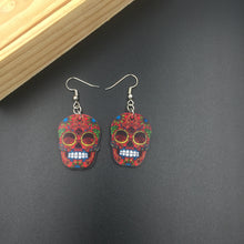 Load image into Gallery viewer, Halloween Acrylic Skull Pendant Earrings