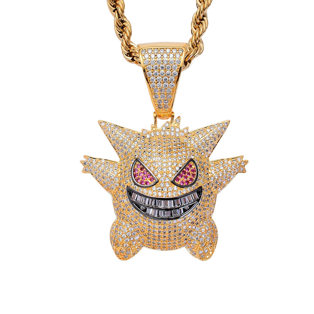 【Free Shipping】Hip Hop Bling Iced-Out Gengar Pendant Necklace