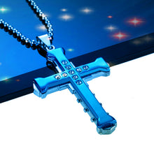 Load image into Gallery viewer, Men&#39;S Crystal Cross Pendant Necklace