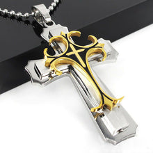 Load image into Gallery viewer, Men&#39;s Stainless Steel Cross Pendant Necklace Jewelry