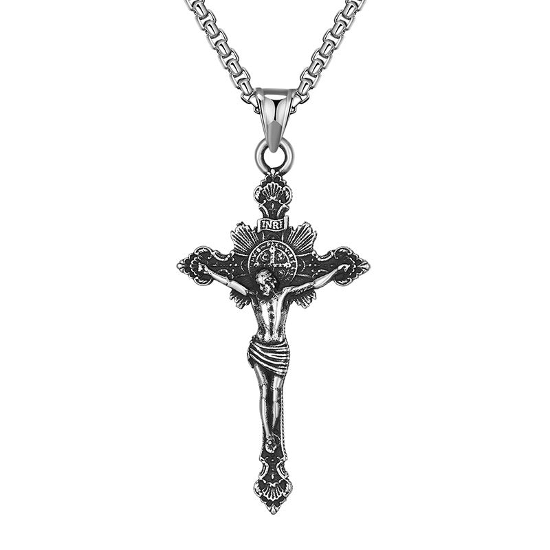 Stainless Steel Cross Jesus Pendant Necklace