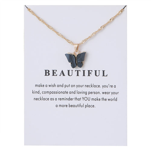 Women's Acrylic Color Butterfly Pendant Necklace