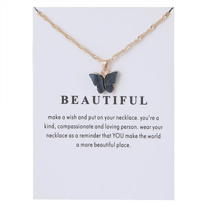 Women's Acrylic Color Butterfly Pendant Necklace