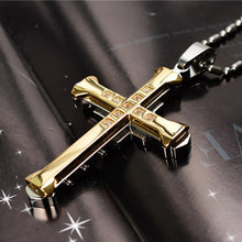 Load image into Gallery viewer, Men&#39;S Crystal Cross Pendant Necklace