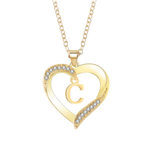 Personalized 26 Letter Female Heart Pendant Necklace