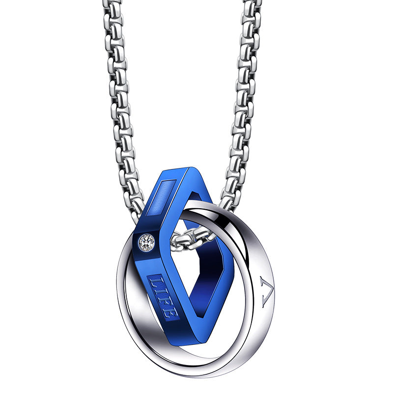 Men's Simple Double Ring Necklace