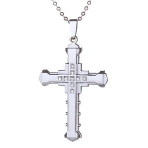 Men'S Crystal Cross Pendant Necklace