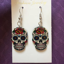 Load image into Gallery viewer, Halloween Acrylic Skull Pendant Earrings