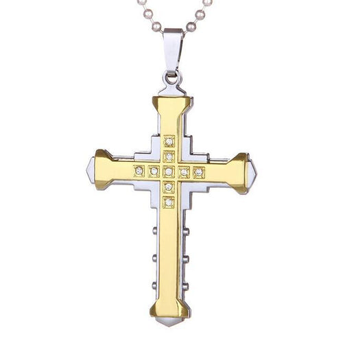 Men'S Crystal Cross Pendant Necklace