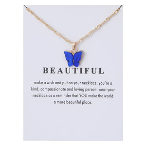 Women's Acrylic Color Butterfly Pendant Necklace