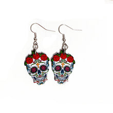 Load image into Gallery viewer, Halloween Acrylic Skull Pendant Earrings