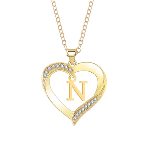 Personalized 26 Letter Female Heart Pendant Necklace