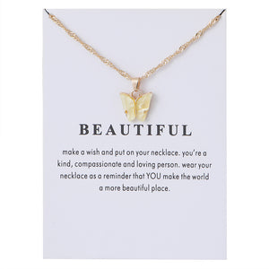 Women's Acrylic Color Butterfly Pendant Necklace