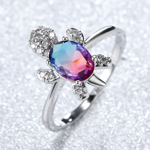 Cute Tortoise Crystal Zircon Ring For Women And Girls