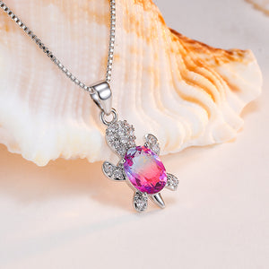 Cute Tortoise Crystal Zircon Necklace For Women And Girls