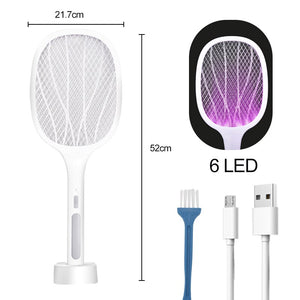 2-in-1 USB Rechargeable 10 LED Mosquito killer lamp + Mosquito swatter