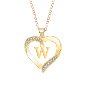 Personalized 26 Letter Female Heart Pendant Necklace