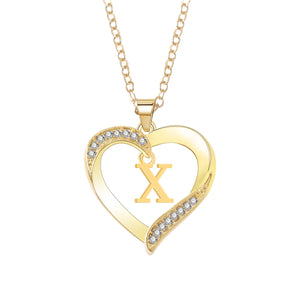 Personalized 26 Letter Female Heart Pendant Necklace