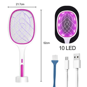 2-in-1 USB Rechargeable 10 LED Mosquito killer lamp + Mosquito swatter