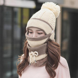 Women Winter Scarf Set(mask+hat+scarf)