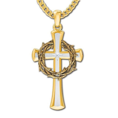 Crown of Thorns Cross Pendant Necklace And Ring